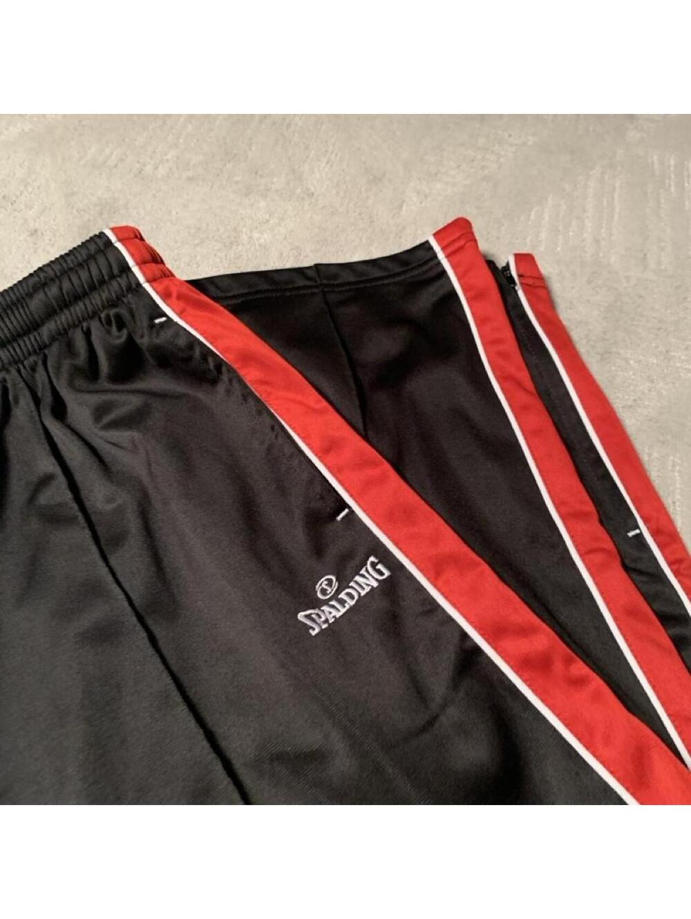 Spalding Track Pants Black Red White Stripes Mens Small